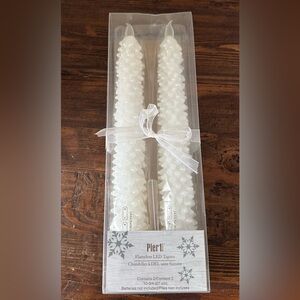 White Christmas Tree Glitter Candles Flameless LED Tapers Pier One Imports 11".‎